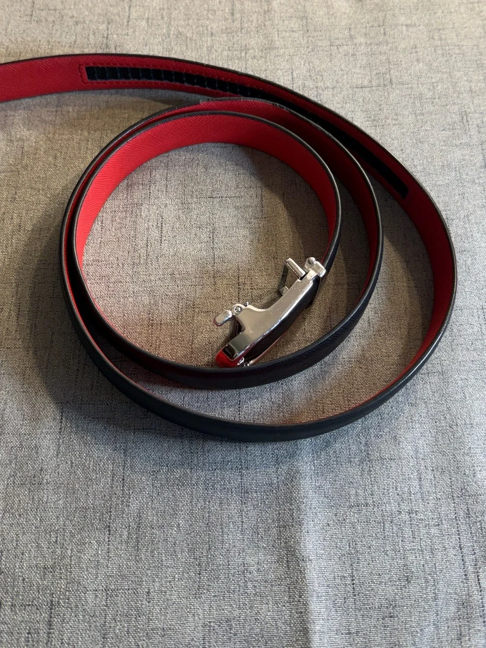 Men’s Black‎ & Red Saffiano Leather 1” Ratchet Belt Automatic Track Big Tall 52